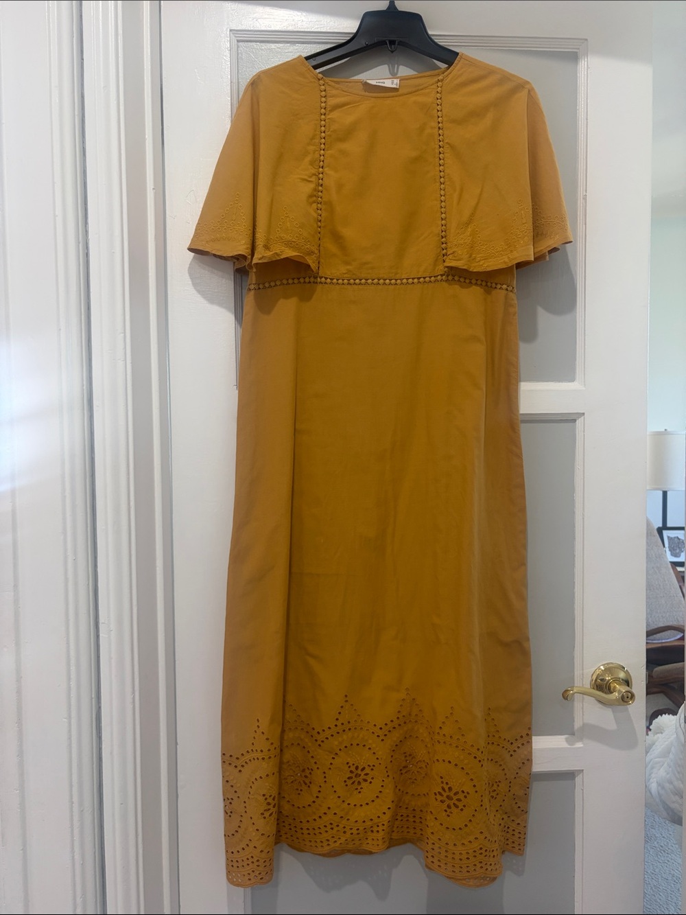 MNG (Mango) Mustard Eyelet Maxi Dress - Women